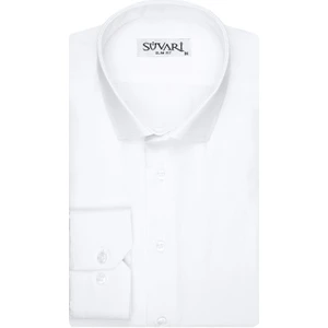 Armür Desenli Slim Fit Beyaz Erkek Gömlek