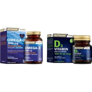 Omega 3 Balık Yağı 2000 Mg 60 Yumuşak Kapsül + D3 Vitamini 1000 Iu 120 Tablet