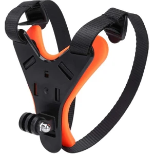 GP523 Gopro 11 Eken H9R Sjcam Sj4000 Aksiyon Kameralarla Uyumlu Jaw Mount Kask Bağlantı Aparatı Kask Çene Tutucu Turuncu