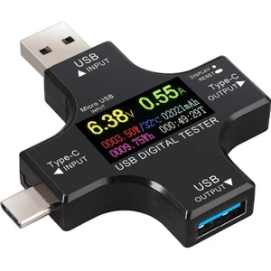 USB 3.0 Type-C Dc Dijital Volt-Ampermetre Gerilim Akım Ölçüm Aleti