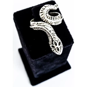 Antique Dolunay Antik Gümüş Kaplama El Yapımı Unisex Ayarlanabilir Şık Tasarım Yılan Yüzük