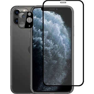 Iphone 11 Pro 2in1 Full Glue Tempered Cam Ekran Koruyucu +Kamera Lens Set AL-34285