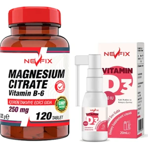 Magnesıum Cıtrate Vitamin B-6 120 Tablet & Vitamin D3 400 Iu 20 ml Sprey (Sıvı)