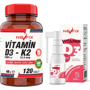 Vitamin D3-K2 120 Tablet & Vitamin D3 400 Iu 20 ml Sprey (Sıvı)