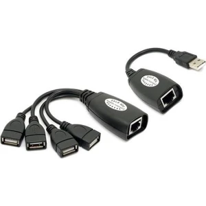 4406 4 Port Cat RJ45 USB Hub Ek Uzatma Extender USB Çoklayıcı (50 Metre)