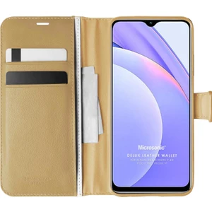 Xiaomi Redmi 9t Kılıf Delux Leather Wallet Gold