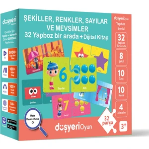 Şekiller Saylar Renkler ve Mevsimler 32 Yapboz Bir Arada 32 Parça