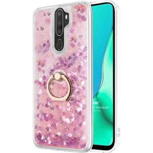 Oppo A9 2020 Kılıf Glitter Liquid Holder Pembe