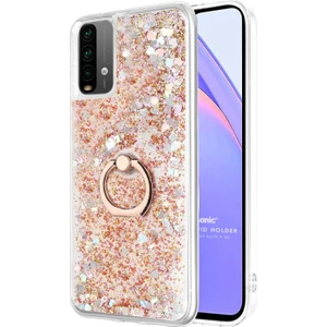 Xiaomi Redmi Note 9 4g Kılıf Glitter Liquid Holder Gold