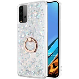Xiaomi Redmi 9t Kılıf Glitter Liquid Holder Gümüş
