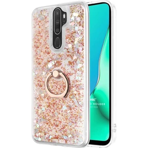 Oppo A9 2020 Kılıf Glitter Liquid Holder Gold