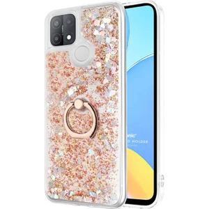 Oppo A15S Kılıf Glitter Liquid Holder Gold