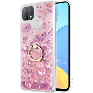 Oppo A15S Kılıf Glitter Liquid Holder Pembe