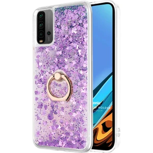 Xiaomi Redmi 9t Kılıf Glitter Liquid Holder Mor