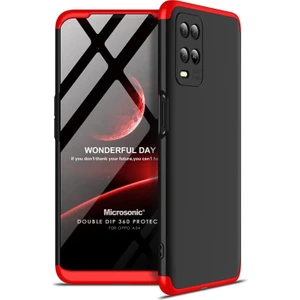 Oppo A54 4g Kılıf Double Dip 360 Protective Siyah Kırmızı