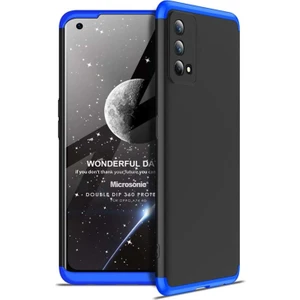 Oppo A74 4g Kılıf Double Dip 360 Protective Siyah Mavi