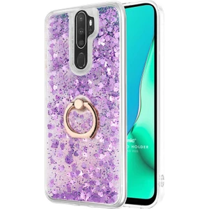 Oppo A9 2020 Kılıf Glitter Liquid Holder Mor