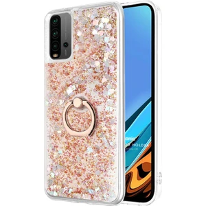 Xiaomi Redmi 9t Kılıf Glitter Liquid Holder Gold