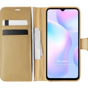 Xiaomi Redmi 9A Kılıf Delux Leather Wallet Gold