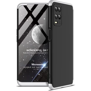 Oppo A54 4g Kılıf Double Dip 360 Protective Siyah Gri