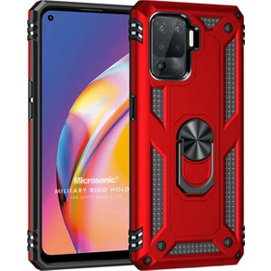 Oppo Reno 5 Lite Kılıf Military Ring Holder Kırmızı