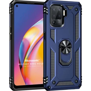 Oppo Reno 5 Lite Kılıf Military Ring Holder Lacivert