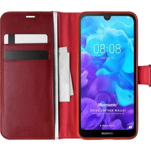 Huawei Y5 2019 Kılıf Delux Leather Wallet Kırmızı