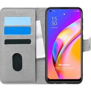 Oppo Reno 5 Lite Kılıf Fabric Book Wallet Gri