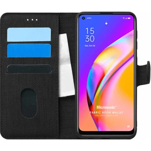 Oppo Reno 5 Lite Kılıf Fabric Book Wallet Siyah