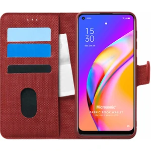 Oppo Reno 5 Lite Kılıf Fabric Book Wallet Kırmızı