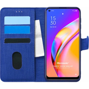 Oppo Reno 5 Lite Kılıf Fabric Book Wallet Lacivert