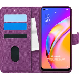 Oppo Reno 5 Lite Kılıf Fabric Book Wallet Mor