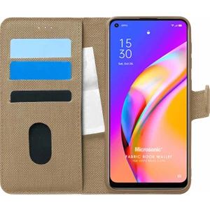Oppo Reno 5 Lite Kılıf Fabric Book Wallet Gold