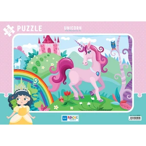 Blue Focus Frame Puzzle Unicorn 30 Parça