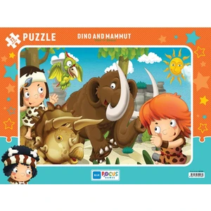 Blue Focus Frame Puzzle Dino ve Mamut 72 Parça