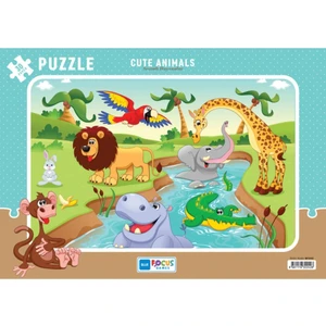 Blue Focus Frame Puzzle Sevimli Hayvanlar 30 Parça