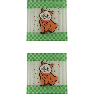 Cam Banyo Gider Kapak Süsü 2 Adet  Cam Gider Kapağı 10X10 cm Kedi