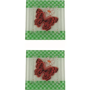 Cam Banyo Gider Kapak Süsü 2 Adet  Cam Gider Kapağı 10X10 cm Kelebek