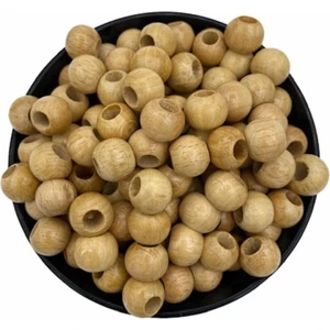 Hedef Bijuteri 14MM Vernikli Ahşap Tahta Boncuk (100GR,~130 Adet Boncuk)