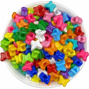 Hedef Bijuteri Geniş Delikli Karışık Renkli Plastik Kelebek Model Boncuk,takı,aksesuar Boncuğu (50GR,~80 Adet)