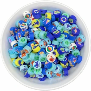 Hedef Bijuteri 25 Adet 10MM Polimer Kil Fimo Karışık Okyanus,deniz Hayvanları Boncuk,takı Yapımı