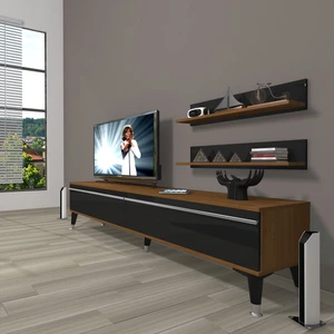 Eko 4 Mdf Std Silver Tv Ünitesi Tv Sehpası Ceviz Siyah
