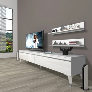 Eko 4 Mdf Std Silver Tv Ünitesi Tv Sehpası Parlak Beyaz