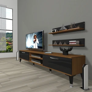 Eko 4 Mdf DVD Silver Tv Ünitesi Tv Sehpası Ceviz Siyah