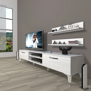 Eko 4 Mdf DVD Silver Tv Ünitesi Tv Sehpası Parlak Beyaz