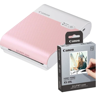 Canon Selphy Square QX10 Pembe Fotoğraf Yazıcısı + Mürekkep ve Kağıt Seti (Canon Eurasia