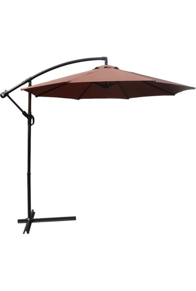 Bidesenal Ampul Şemsiye Bahçe Şemsiyesi Balkon Şemsiyesi Teras Şemsiyesi Makaralı Şemsiye Muz Şemsiye 3 Metre Açık Kahverengi Renk