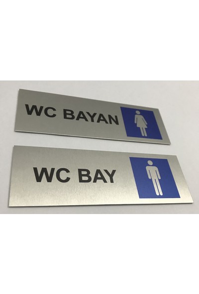 Se-Dizayn Wc Tuvalet Tabelası Bayan Bay 2 Adet Kapı Yönlendirme Levhası 5 cm x 15 cm Alüminyum