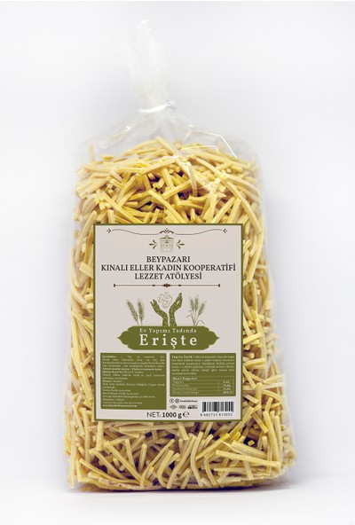 Kınalı Eller Kadın Kooperatifi Beypazarı Ev Usulü Sade Erişte Makarnası 1 kg