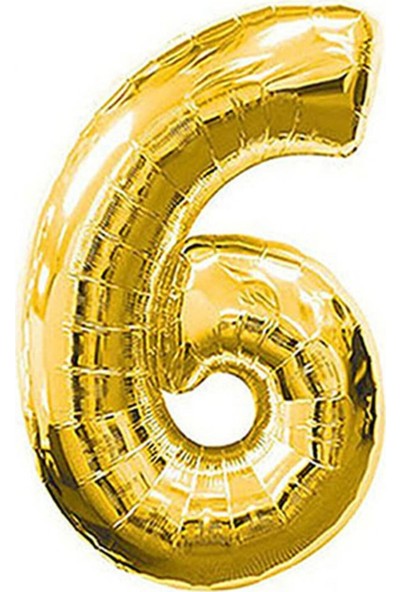 Pembecin 6 Rakam Gold Altın Folyo Balon Harfli Helyum Balon 100 cm Dev Boy
